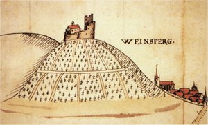 Weinsberg in 1597. Deel van een kaart van het gebied van Heilbronn door Unknown
